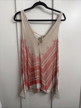 Language Coral and Cream Boho Tie-Back Tank